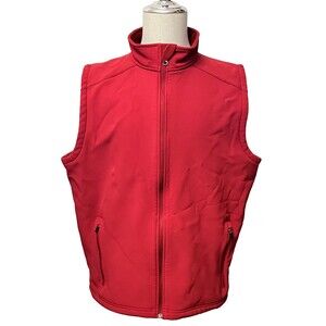 L.L.Bean Vest Jacket Men's XL Tall Red Softshell Fleece Lined Outdoor Fishing